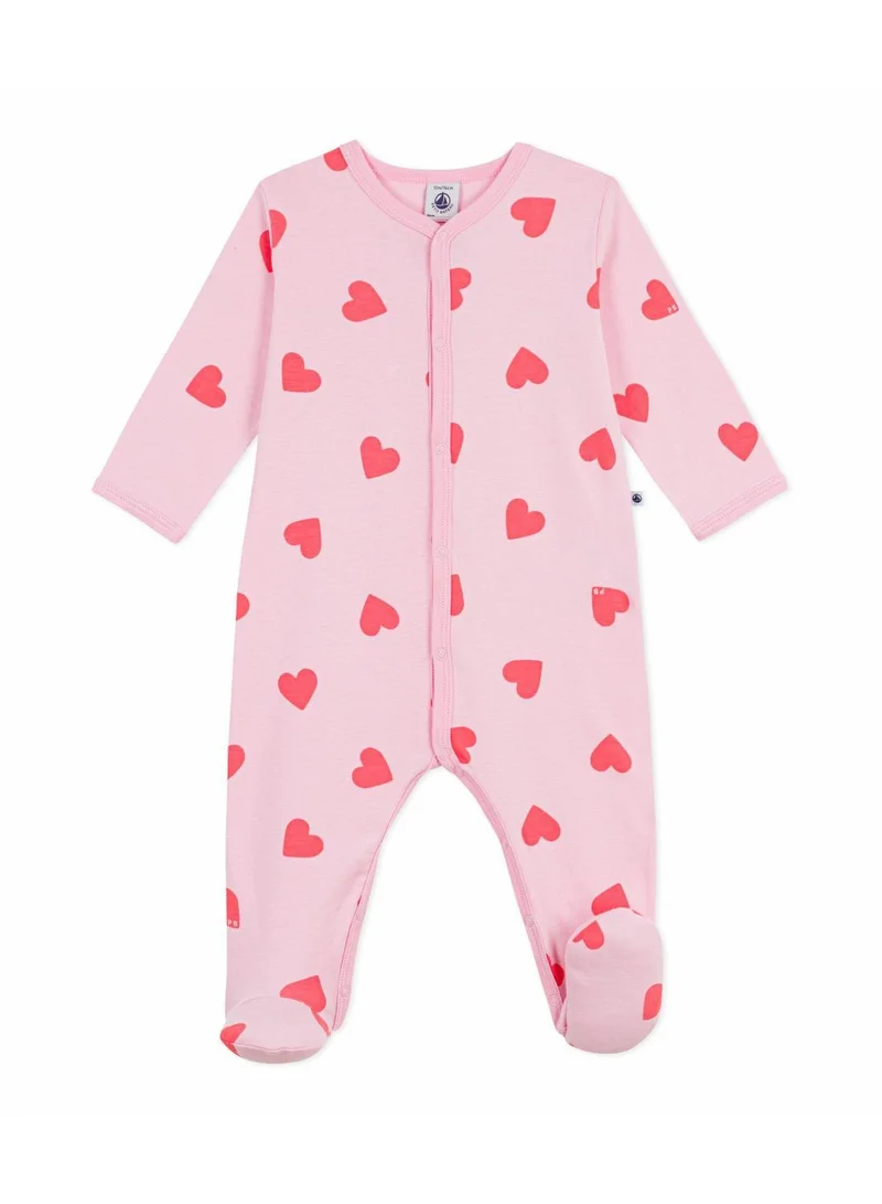 Petit Bateau Babies' heart-print cotton pyjama suit